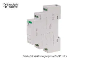 Przekaźnik instalacyjny PK 3P 110 V TH35 Przekaźnik elektromagnetyczny instalacyjny PK 3P 110 V montowany na szynie TH35, trójtorowy element wykonawczy w rozdzielnicy