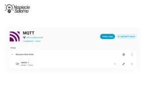 Urządzenie Energy 1 dodane do brokera MQTT – potwierdzenie komunikacji. Widok urządzenia Energy 1 z systemu FOX F&F w panelu integracji MQTT. Poprawnie skonfigurowany protokół MQTT w Smart Home wyświetlający aktywne urządzenie.