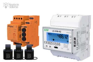 Monitor energii FOX MEF-3 z przekładnikami prądowymi oraz licznik 3-fazowy LE-03M-4Q do pomiaru energii i napięcia w instalacji PV