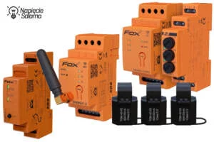 Urządzenia systemu FOX F&F monitor energii MEF-3 moduły komunikacyjne i przekładniki prądowe do pomiaru energii w instalacji PV