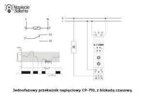 Przekaźnik napięciowy CP-710 schemat działania i podłączenia z blokadą czasową - jak zapobiec wyłączaniu falownika PV