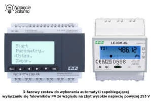 Sterownik FLC18-ETH i licznik energii LE-03M-4Q w układzie automatyki ograniczającej napięcie i zapobiegającej wyłączaniu falownika PV