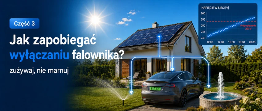 Wyłączanie falownika przy 253V i wykorzystanie nadwyżek energii z fotowoltaiki do ładowania samochodu, nawadniania ogrodu i zasilania fontanny