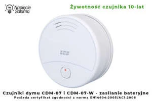 Czujka dymu F&F CDM 07 i CDM 07 W, wykrywanie dymu i żywotność sensora do 10 lat