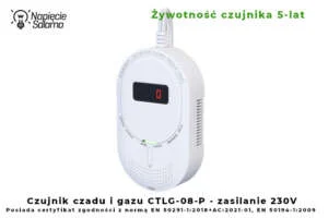 Detektor czadu i gazu ziemnego F&F CTLG-08-P z wyjściem przekaźnikowym do automatyki budynkowej