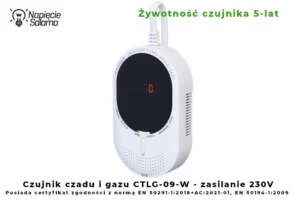 Detektor tlenku węgla i gazu ziemnego F&F CTLG-09-W, Wi‑Fi, aplikacja Tuya Smart i zasilanie 230 V