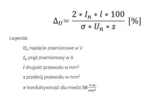 Wzór Obliczanie spadków napięć w obwodach prądu stałego.