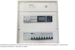 Rozdzielnica z jednym wyłącznikiem różnicowoprądowym na wszystkie obwody 5TL1363-0 5SD7428-0 7KM2200-2EA40-1JA1 5SV3342-6 5SL6316-6 5SL6116-6 5SL6110-6 5SL6106-6