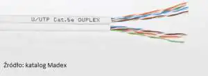 Skrętka komputerowa podwójna typu DUPLEX produkcji Madex Kabel typu DUPLEX (dwa przewody w jednym produkcie).