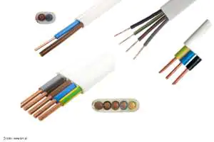 Instalacja elektryczna - przewód płaski typu YDYp Przewód płaski typu YDYp używany w instalacji elektrycznej