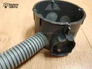 Szeregowa puszka wiatroszczelna z wprowadzonym peszlem.