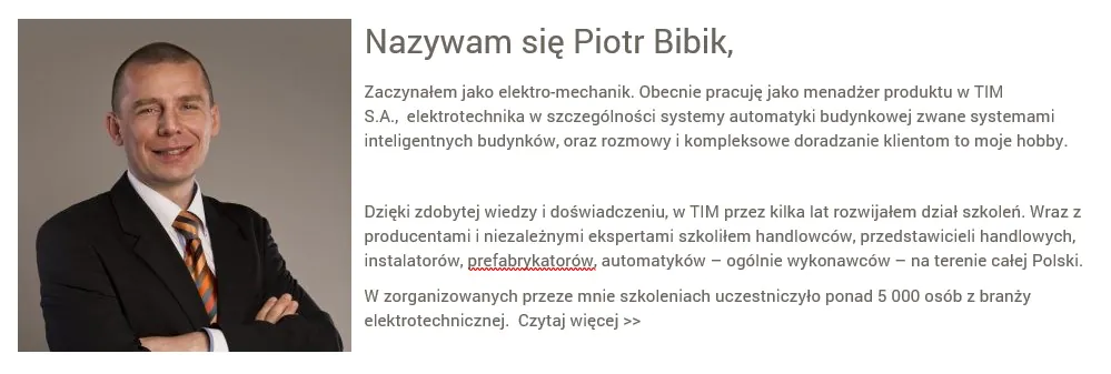 Piotr Bibik O prowadzącym szkolenia z Technik sprzedaży systemów Inteligentnego Domu