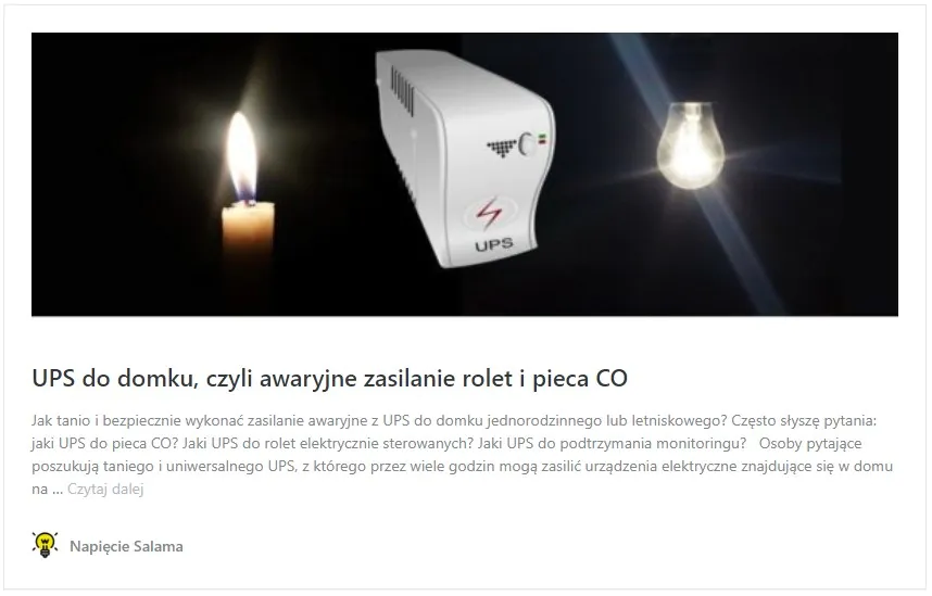 UPS do domku, czyli awaryjne zasilenie rolet i pieca CO UPS na co zwrócić uwagę aby zasilić silnik podkaszarki?