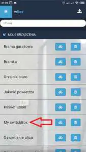 Kliknij nazwę urządzenia aby przejść do szczegółów System Inteligentnego Domu Blebox, aplikacja wBox