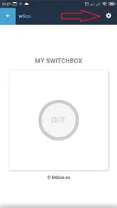 Kliknij kółko zębate, aby przejść do ustawień System Inteligentnego Domu Blebox - aplikacja wBox