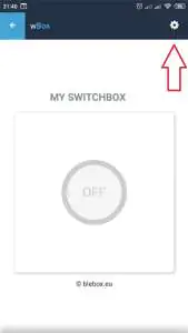 Dostęp do ustawień możliwy jest poprzez kliknięcie w ikonę kółka zębatego System Inteligentnego Domu Blebox, aplikacja wBox