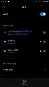 Odszukaj i połącz się z siecią Wi-Fi emitowaną przez switchBox Elementy Systemu Inteligentnego Domu Blebox emitują sieć Wi-Fi