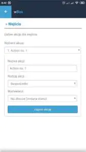 Szczegóły ustawień sterownika switchBox System Inteligentnego Domu Blebox, aplikacja wBox
