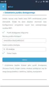 Szczegóły ustawień sterownika switchBox System Inteligentnego Domu Blebox, aplikacja wBox