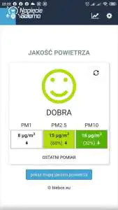 Odczyt z czujnika airSensor SMOG czujnik Blebox airSensor.