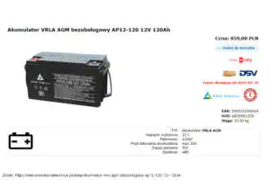 Akumulator VRLA AGM 12V 120Ah AZO Digital Akumulator VRLA AGM 12V 120Ah AZO Digital