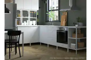 W przypadku całościowego ogrzewania podłogowego zalecane jest stosowanie mebli na nóżkach Zabudowa mebli na nóżkach odpowiednia do stosowania przy ogrzewaniu podłogowym