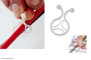 DEVIclip twist służy do mocowania kabli grzejnych do siatek, prętów i innych konstrukcji metalowych Kable grzejne można montować do zbrojeń i siatek przy użyciu uchwytów DEVIclip twist