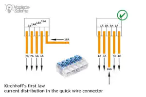 Kirchhoff's first law current flow in a quick connector - Kirchhoff's first law