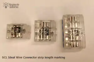 Marking of the strip length on the SCL Simet series Ideal Wire Connectors Marking of the strip length on the SCL series Ideal Wire Connectors