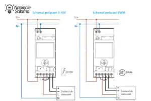 Zegar sterujący 12.A4 Finder standard sterowania PWM, 0-10V, 16A styk przełączny - schemat podłączenia
