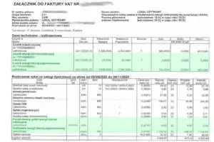 Faktura za energię elektryczną z wyszczególnioną energią bierną indukcyjną i pojemnościową - moc bierna